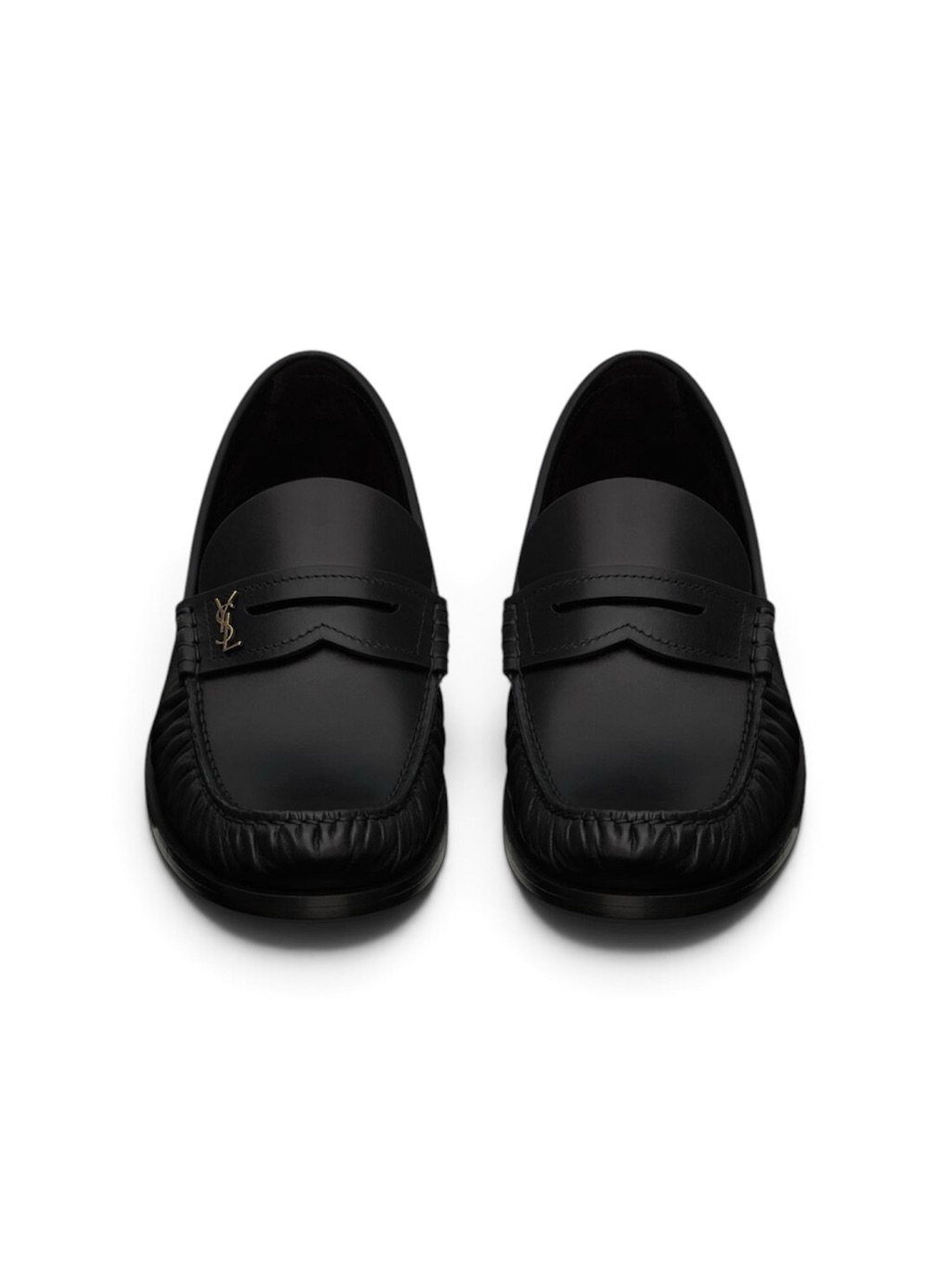 Saint Laurent Black Smooth Leather Penny Loafers Cassandre Logo Eu 37 | Us 7 Nwt